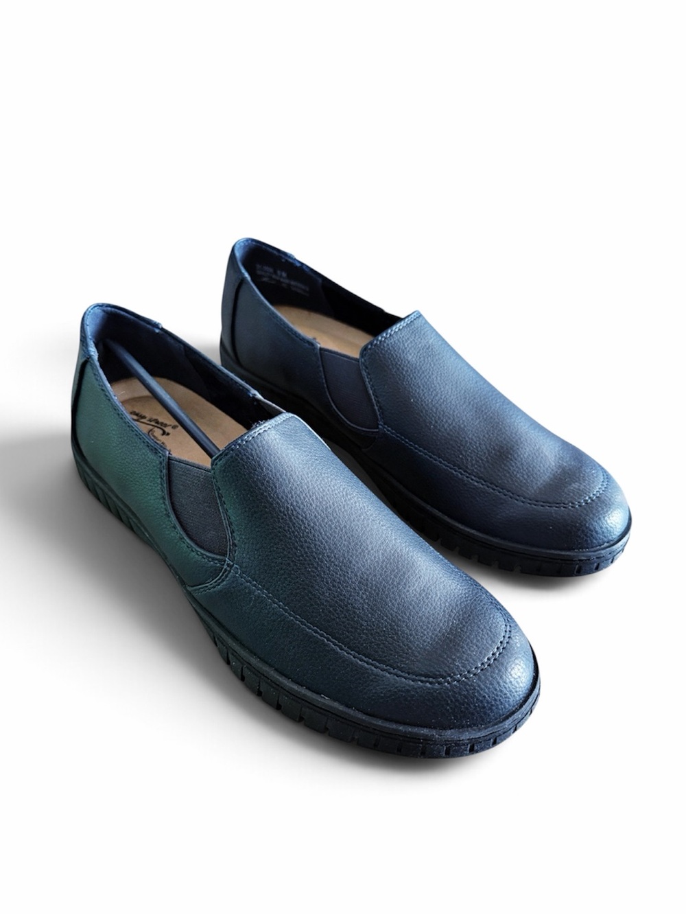 Easy Street Oriel Comfort Slip-on Flats in Navy Pebbled Leather, Size 10, NEW